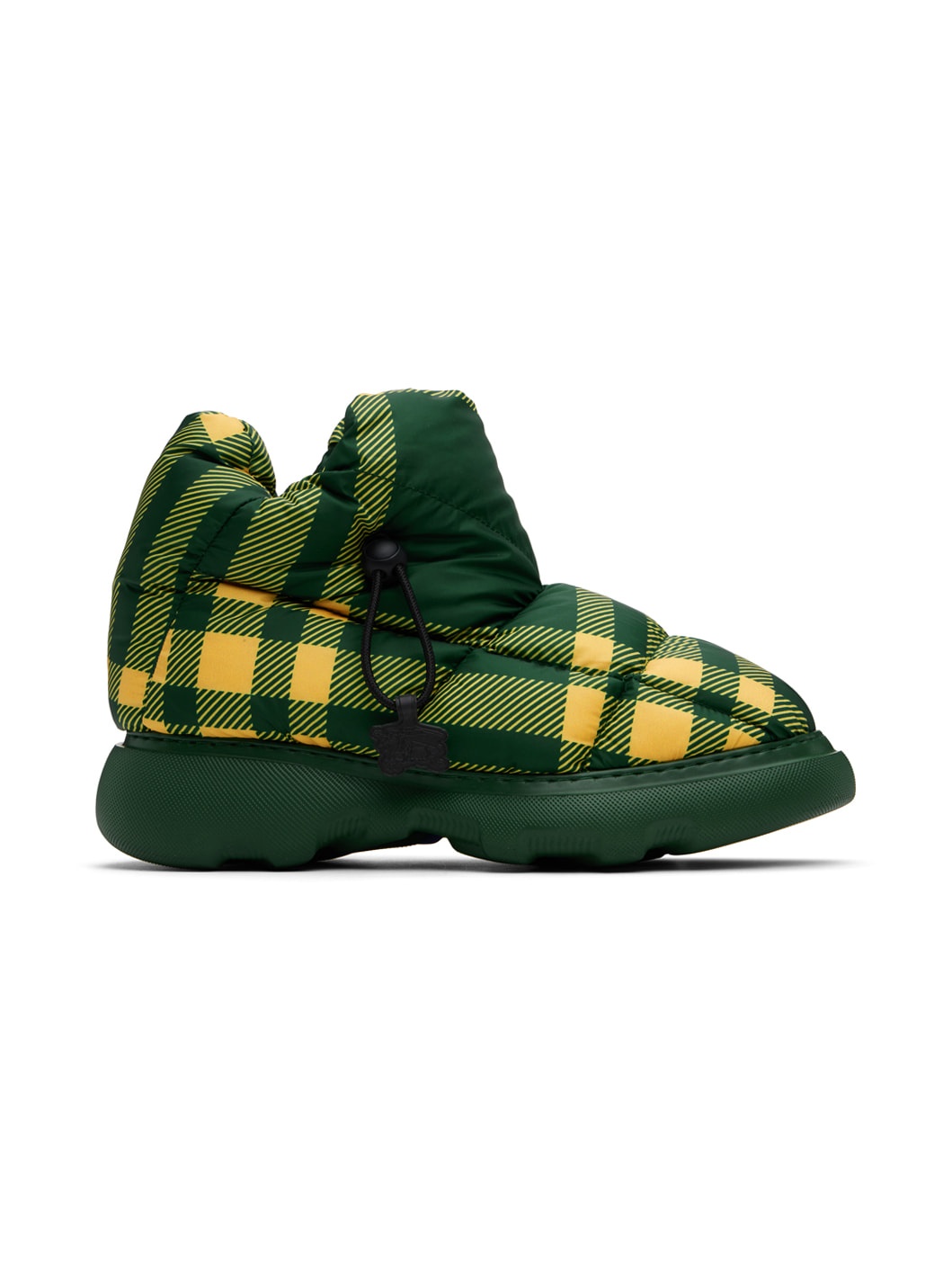 Green & Yellow Check Pillow Boots - 1