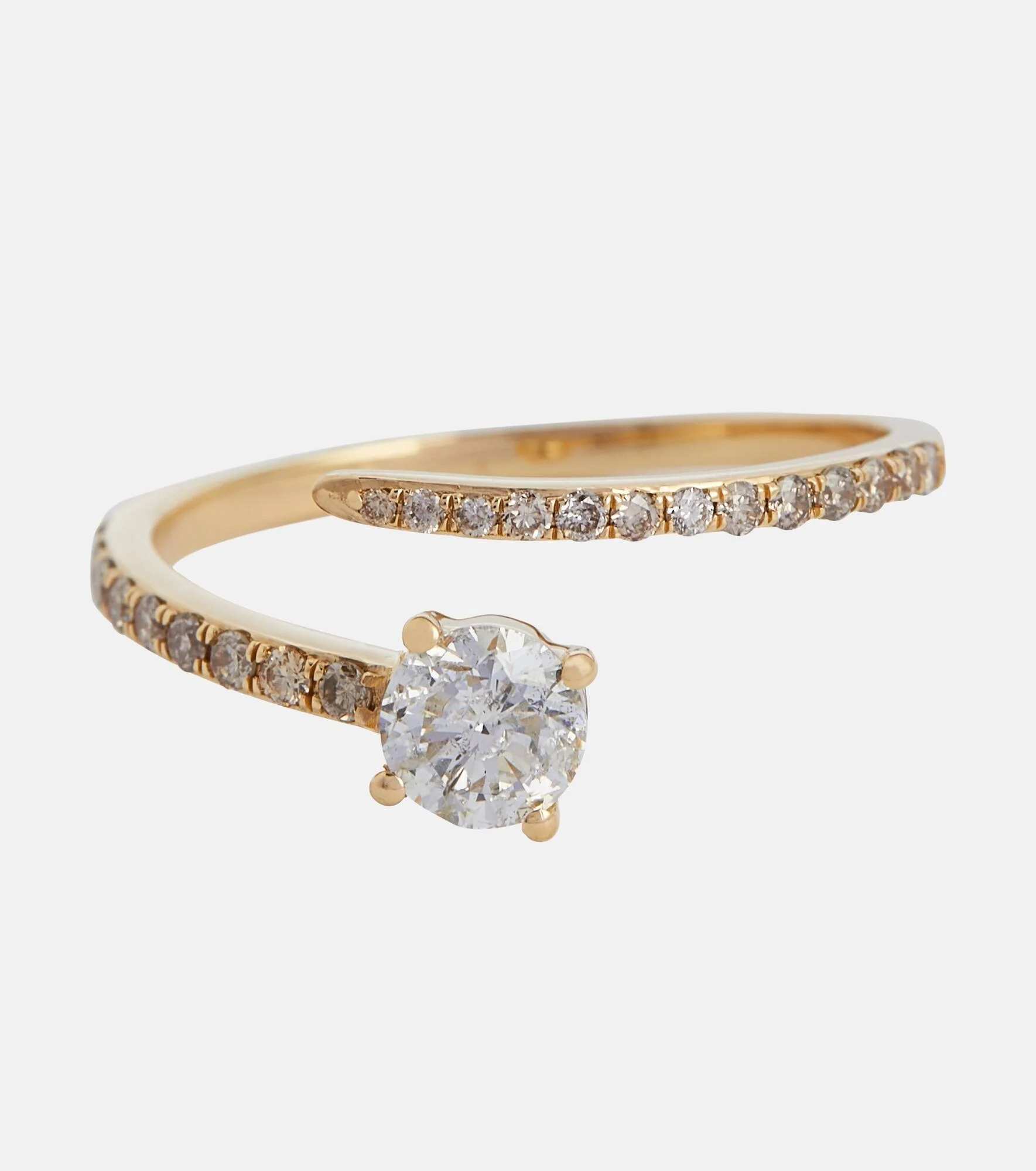 Grass Seed 18kt yellow gold ring with diamonds - 1