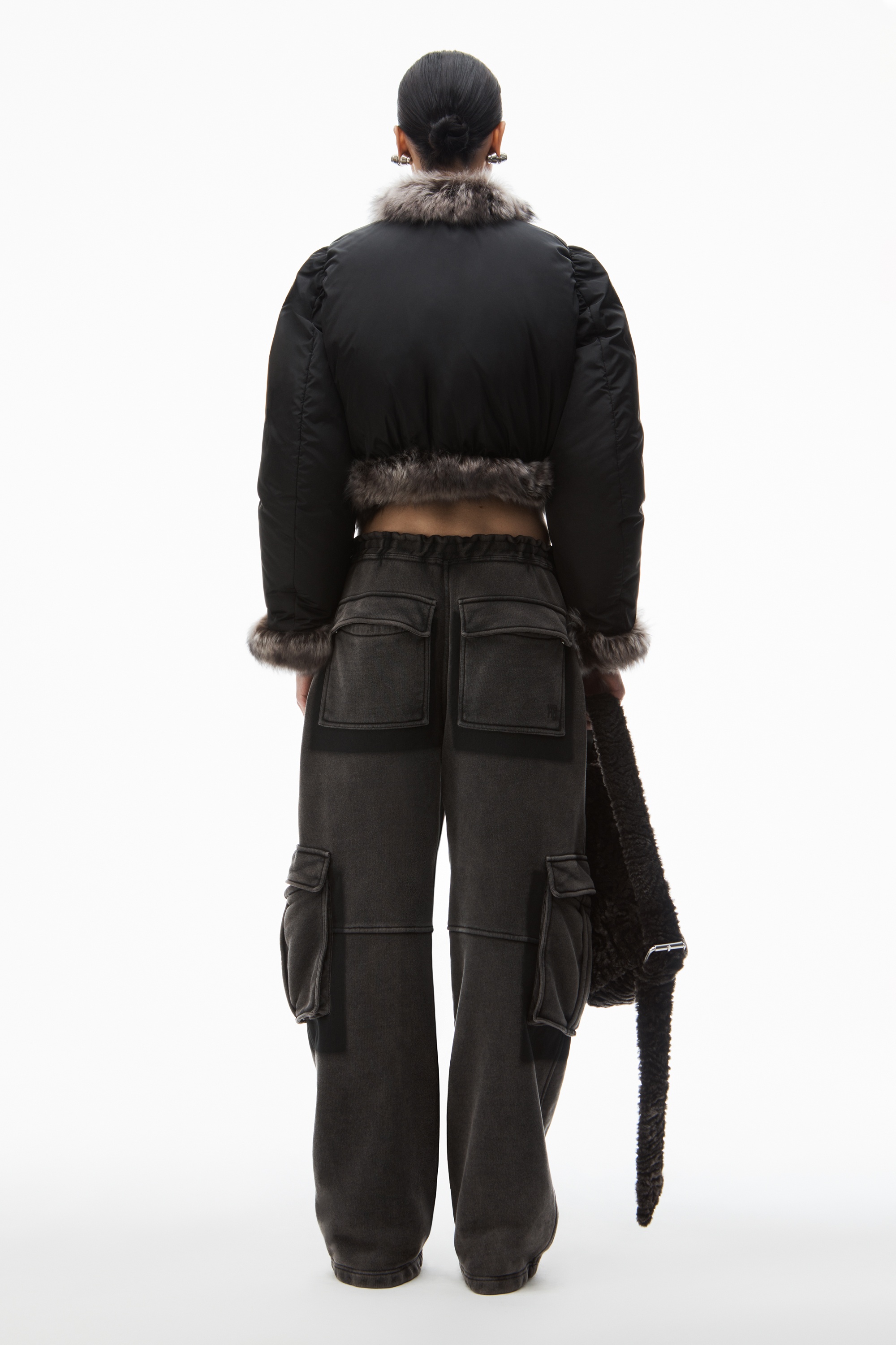 cardigan puffer with fur trim - 5