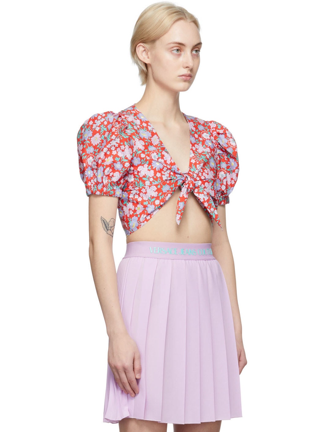 Red Front Tie Blouse - 2