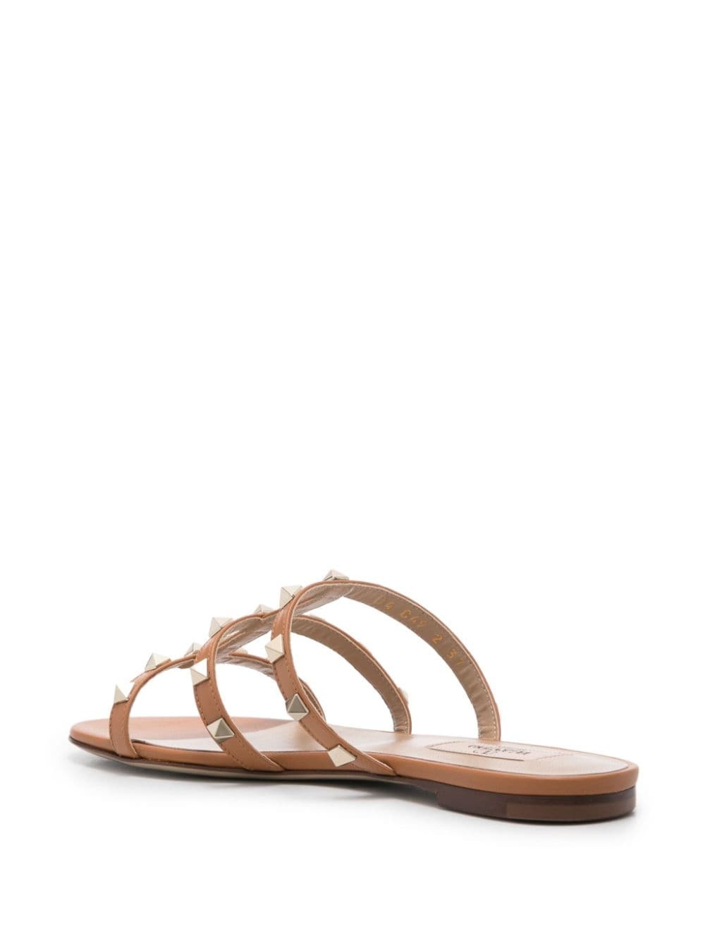 Rockstud flat leather sandals - 3