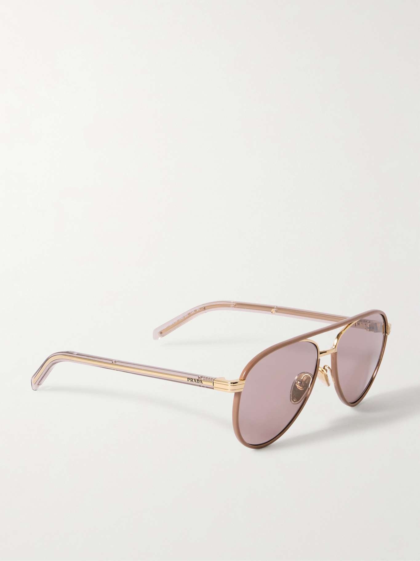 Aviator-style rose gold-tone and acetate sunglasses Gold - 3