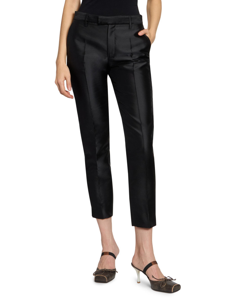Women's Satin Tapered Crop Trousers - Black 3