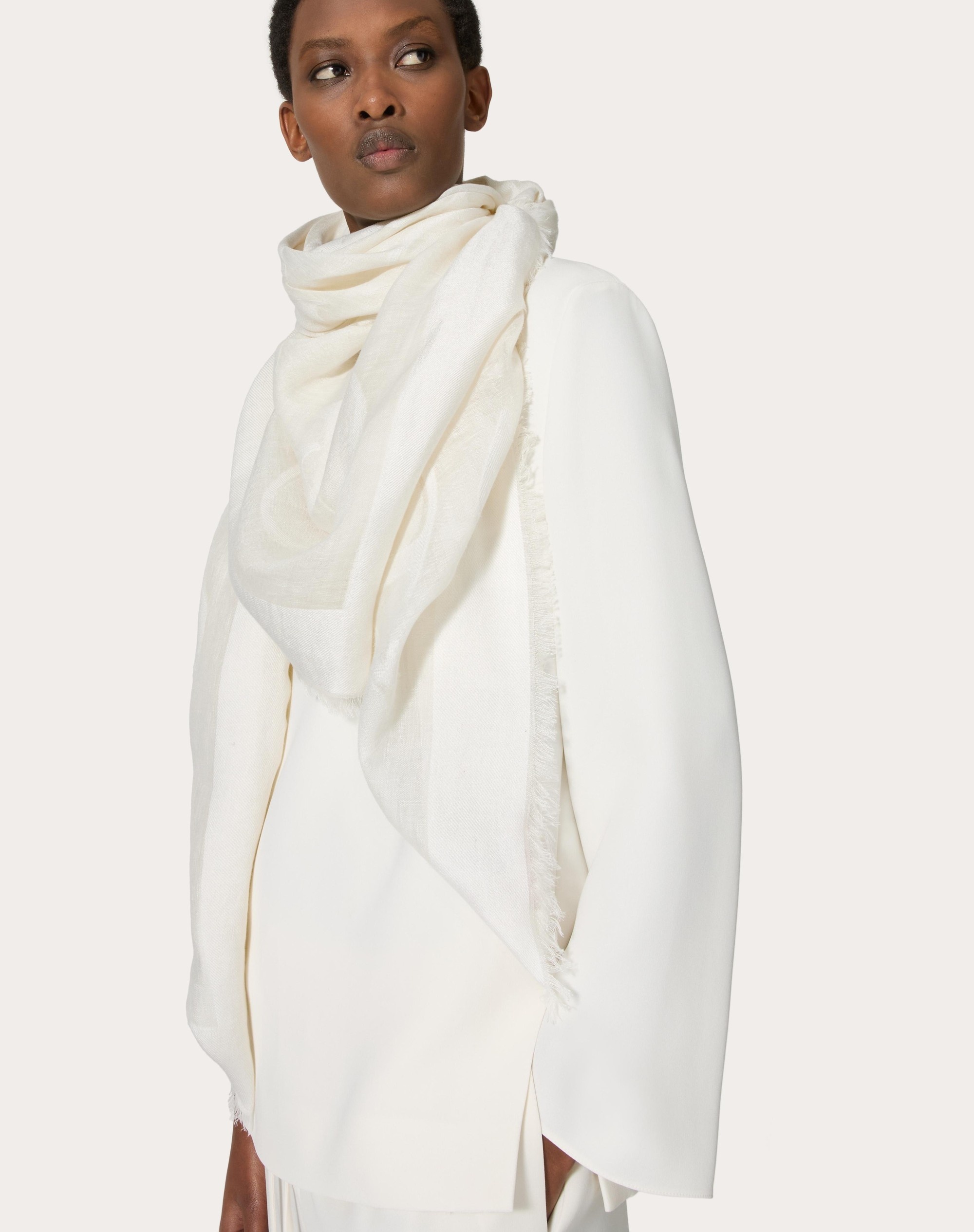 VLOGO SIGNATURE SILK AND LINEN SCARF - 4