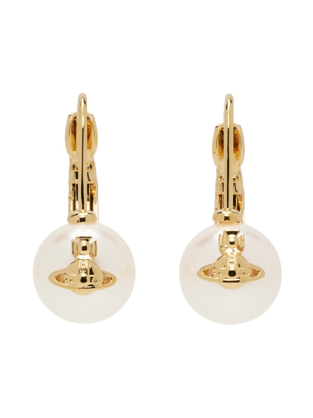 Gold & White Gia Drop Earrings - 1