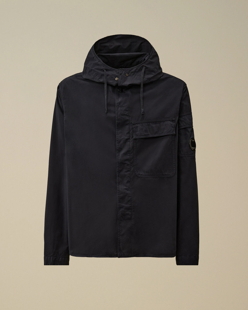 Organic Gabardine Hooded Zipped Overshirt 1