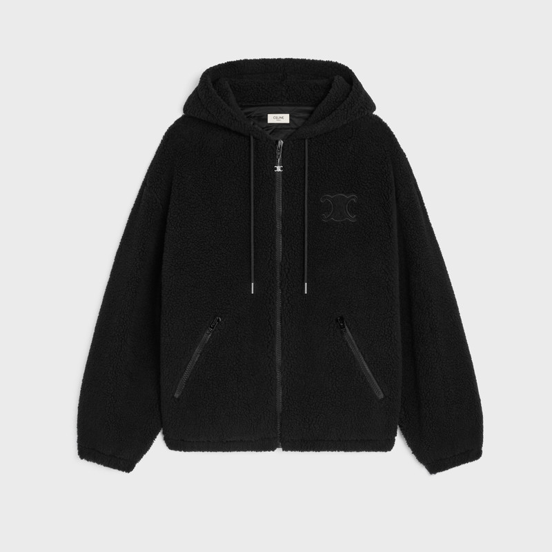 hooded jacket IN WOOL AND COTTON FLEECE 1