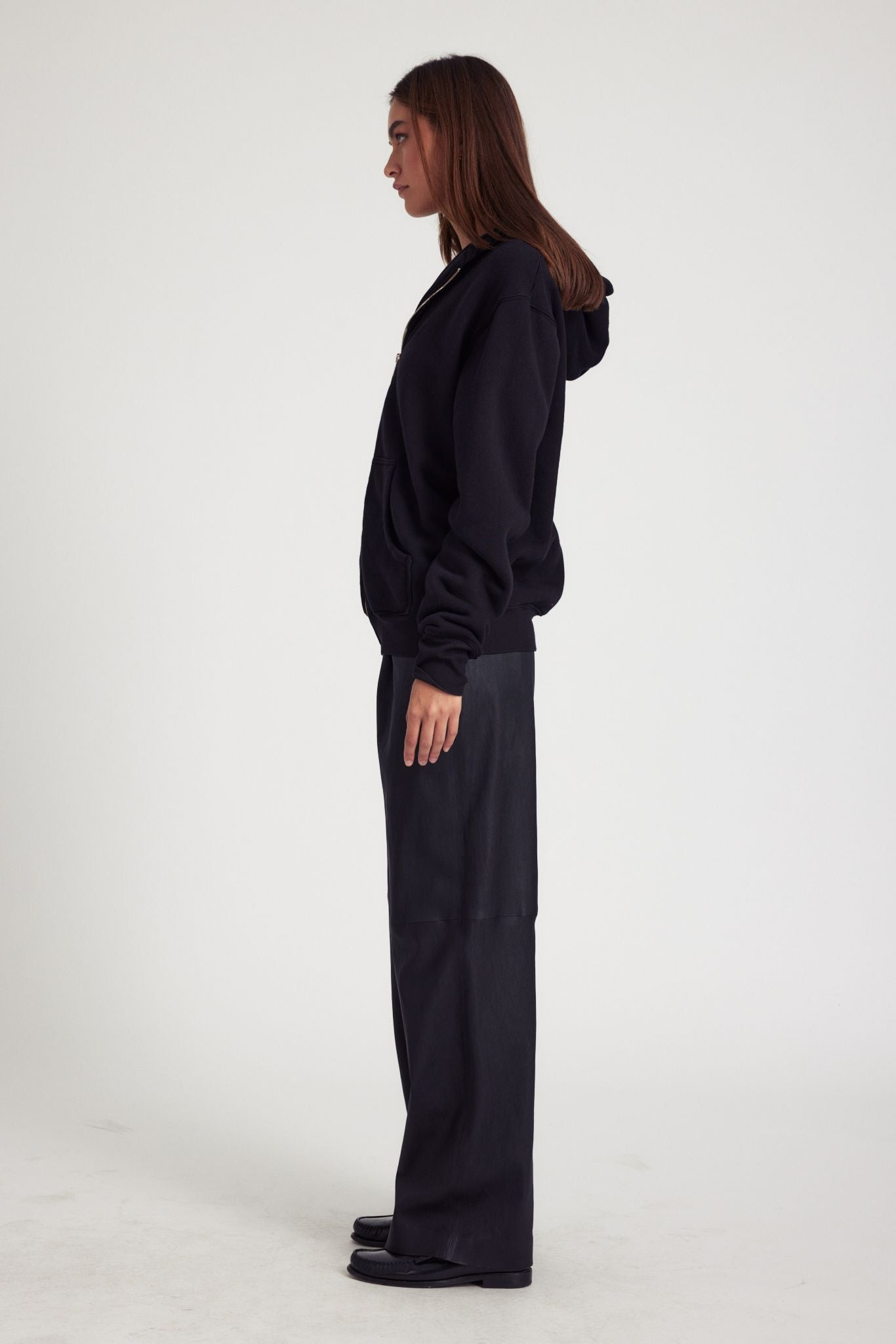 BLACK ZIP UP HOODIE - 3