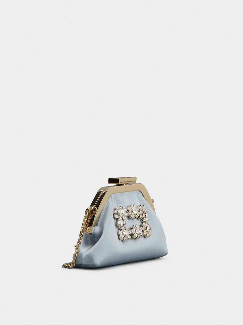 Roger Vivier Flower Strass Buckle Coin Purse in Satin outlook