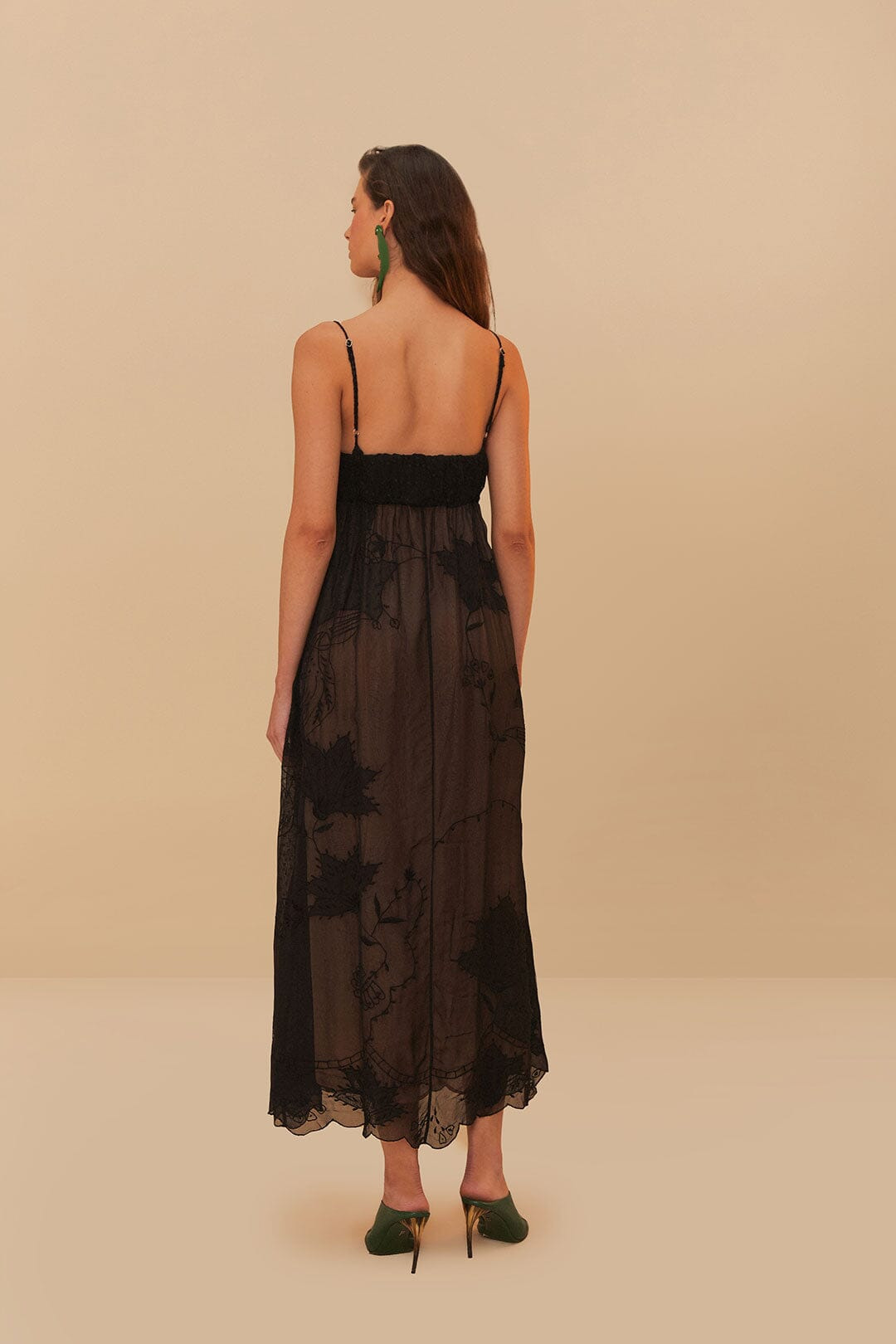 Black Special Lace Sleeveless Maxi Dress - 4
