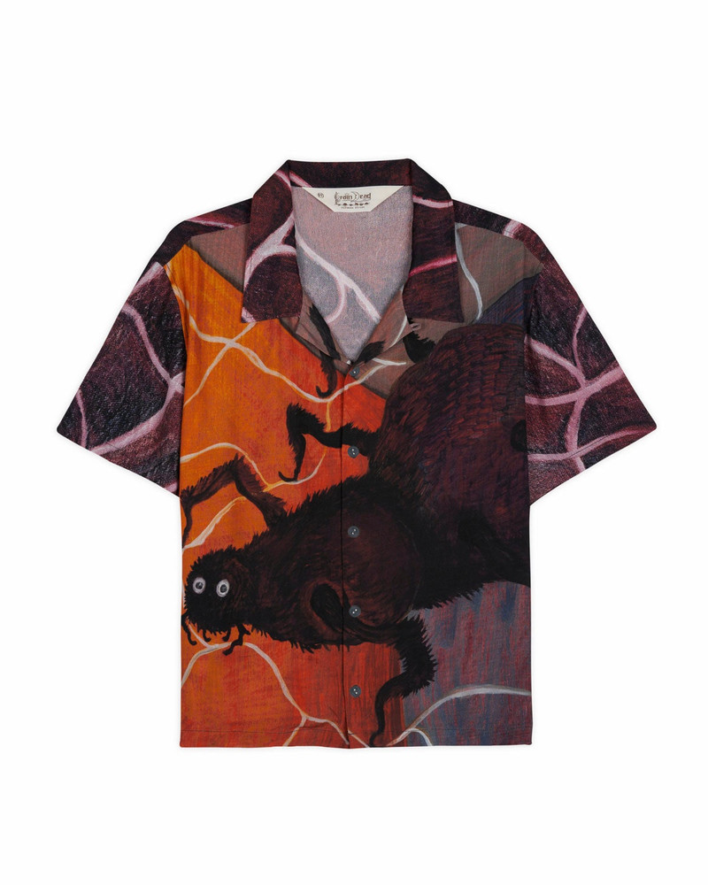 Spiral Orb Short Sleeve Button Up Shirt - Burgundy 1