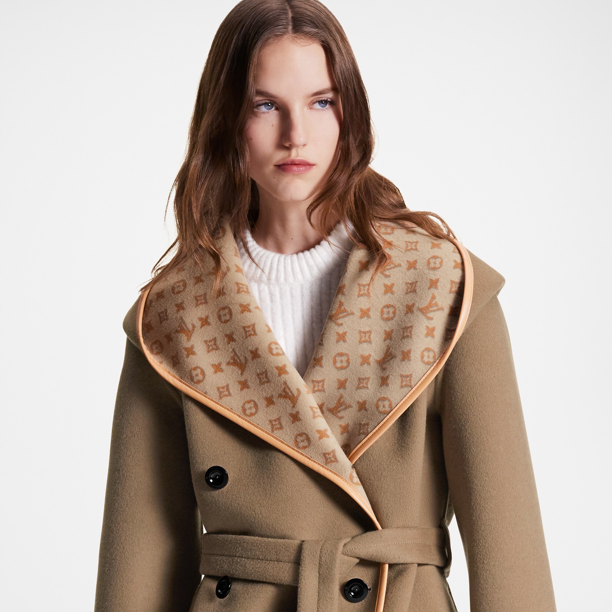 3D Monogram Double-Breasted Wrap Coat - 2