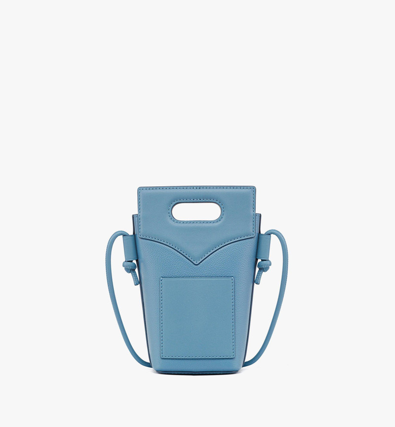 Diamond Crossbody Pouch in Embossed Leather and Calfskin 5