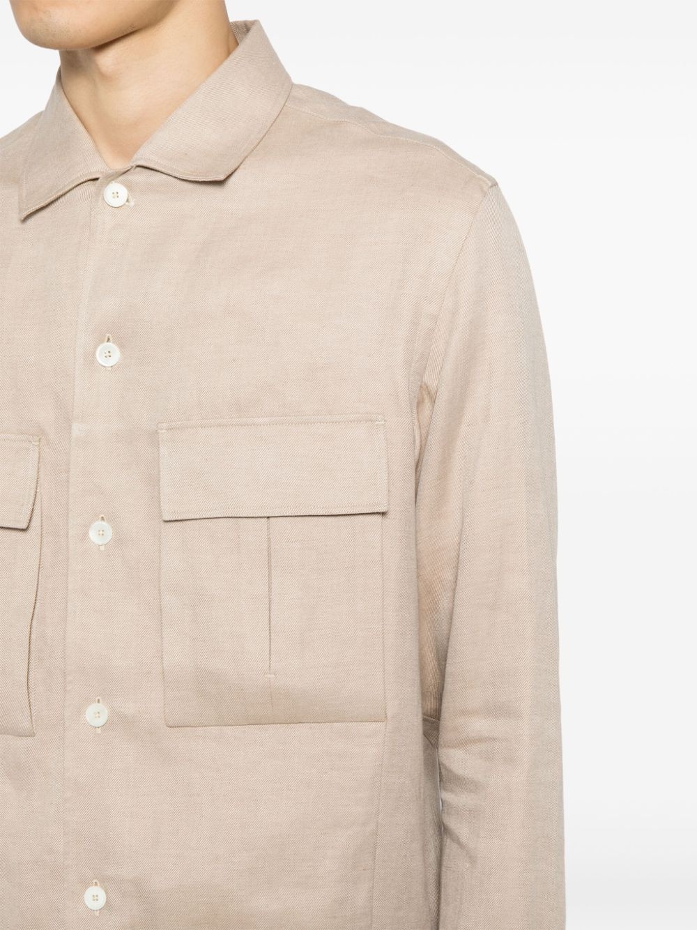 spread-collar linen jacket - 5