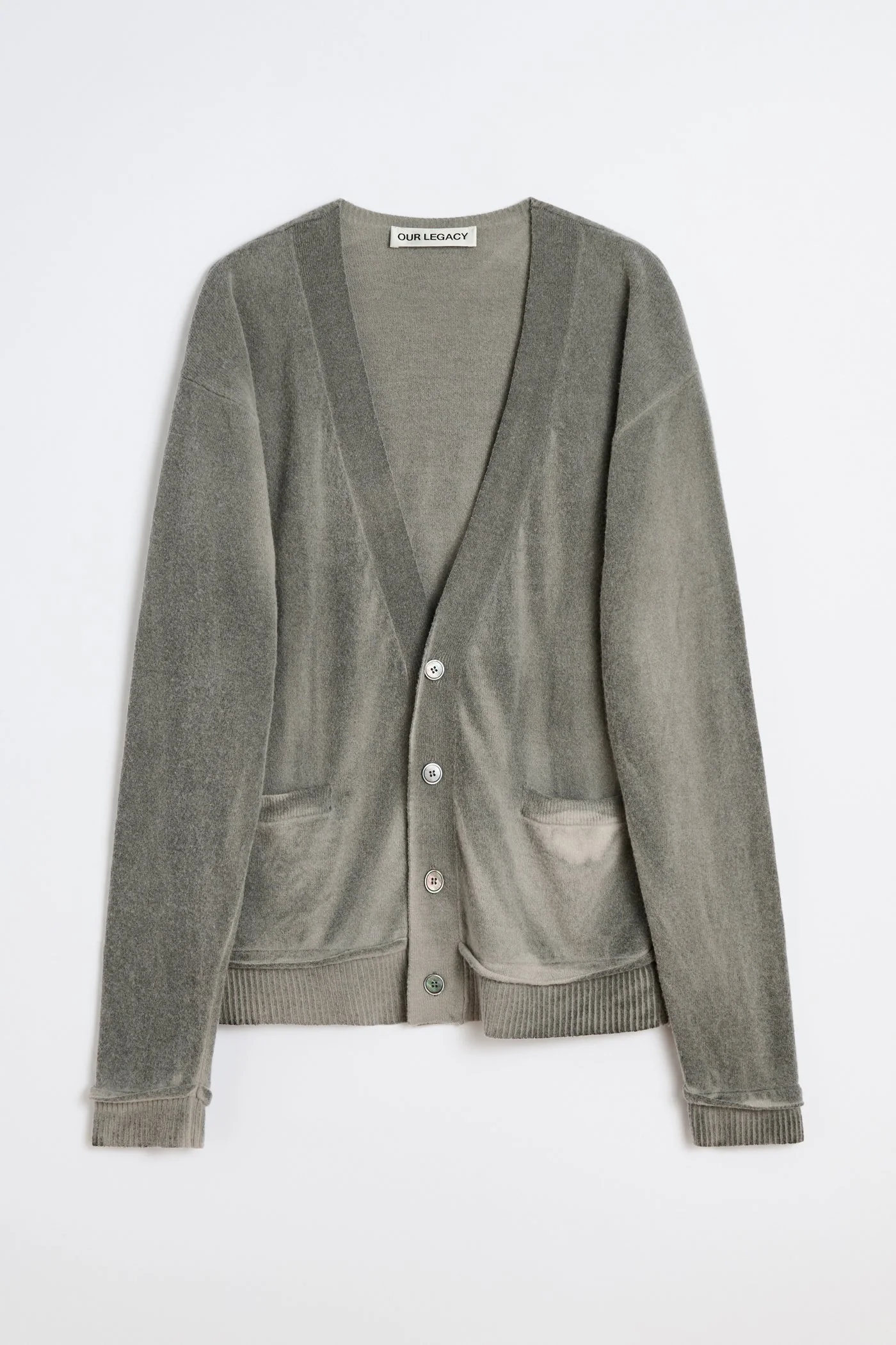 Parallel Cardigan Grey Spray Dye Cherub Wool - 1