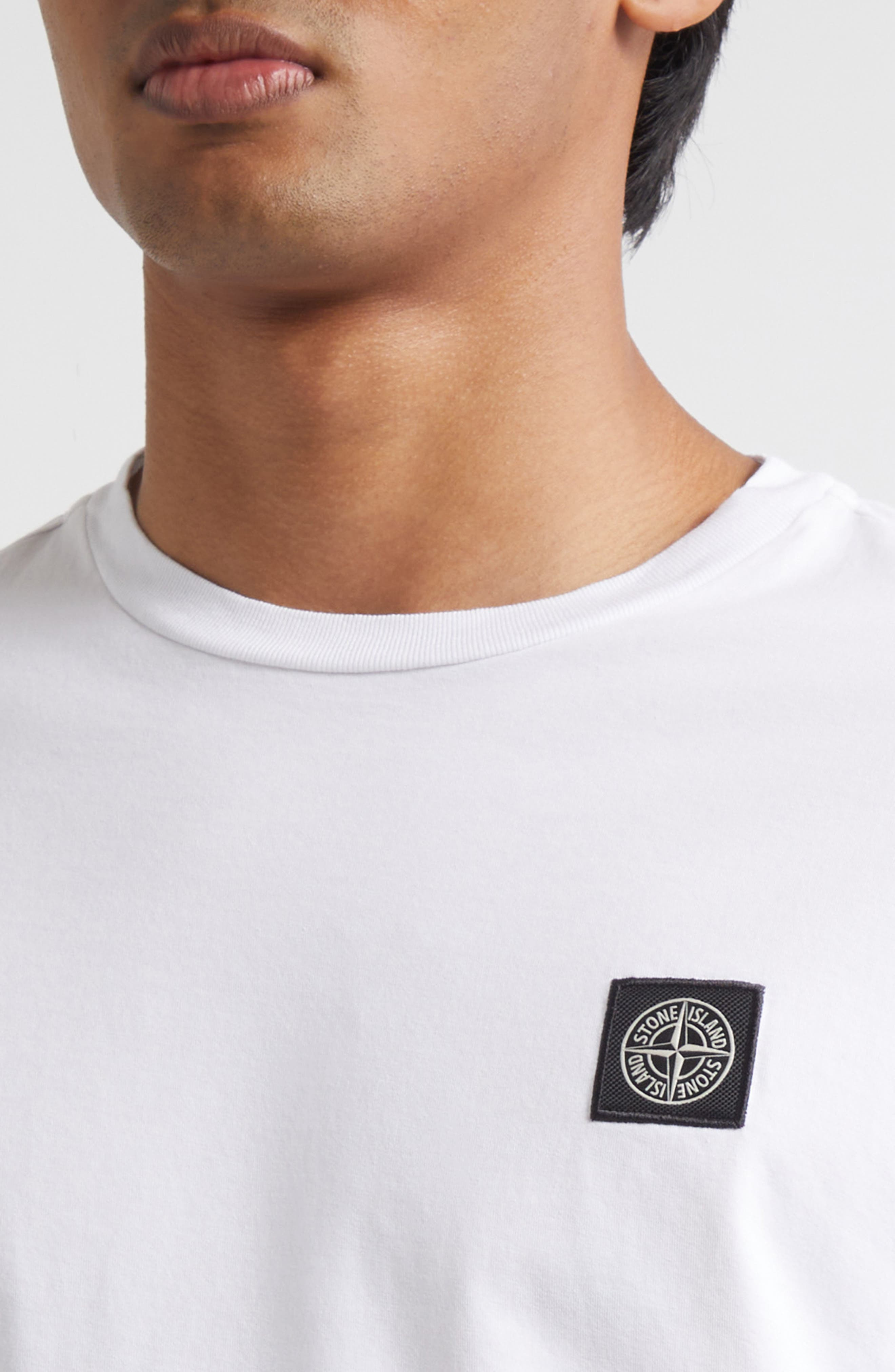 Stone Island Compass Logo Patch Short Sleeve T-Shirt in V0001 White at Nordstrom - 4