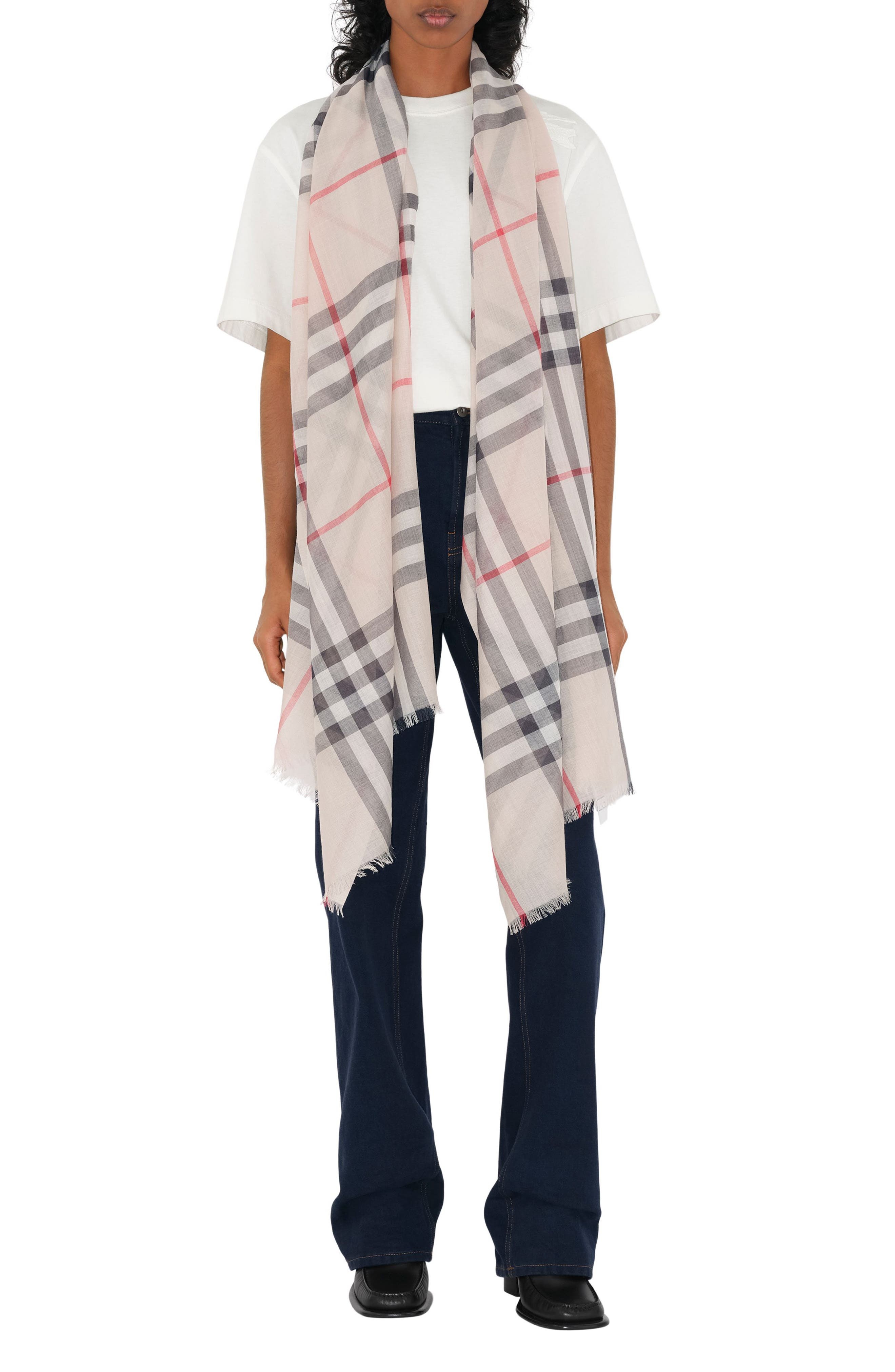 Giant Check Print Wool & Silk Scarf - 3