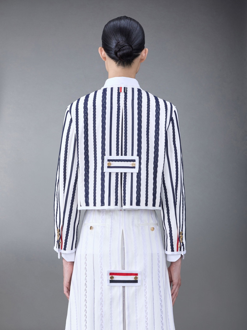 Thom Browne broderie anglaise-detail cropped jacket outlook