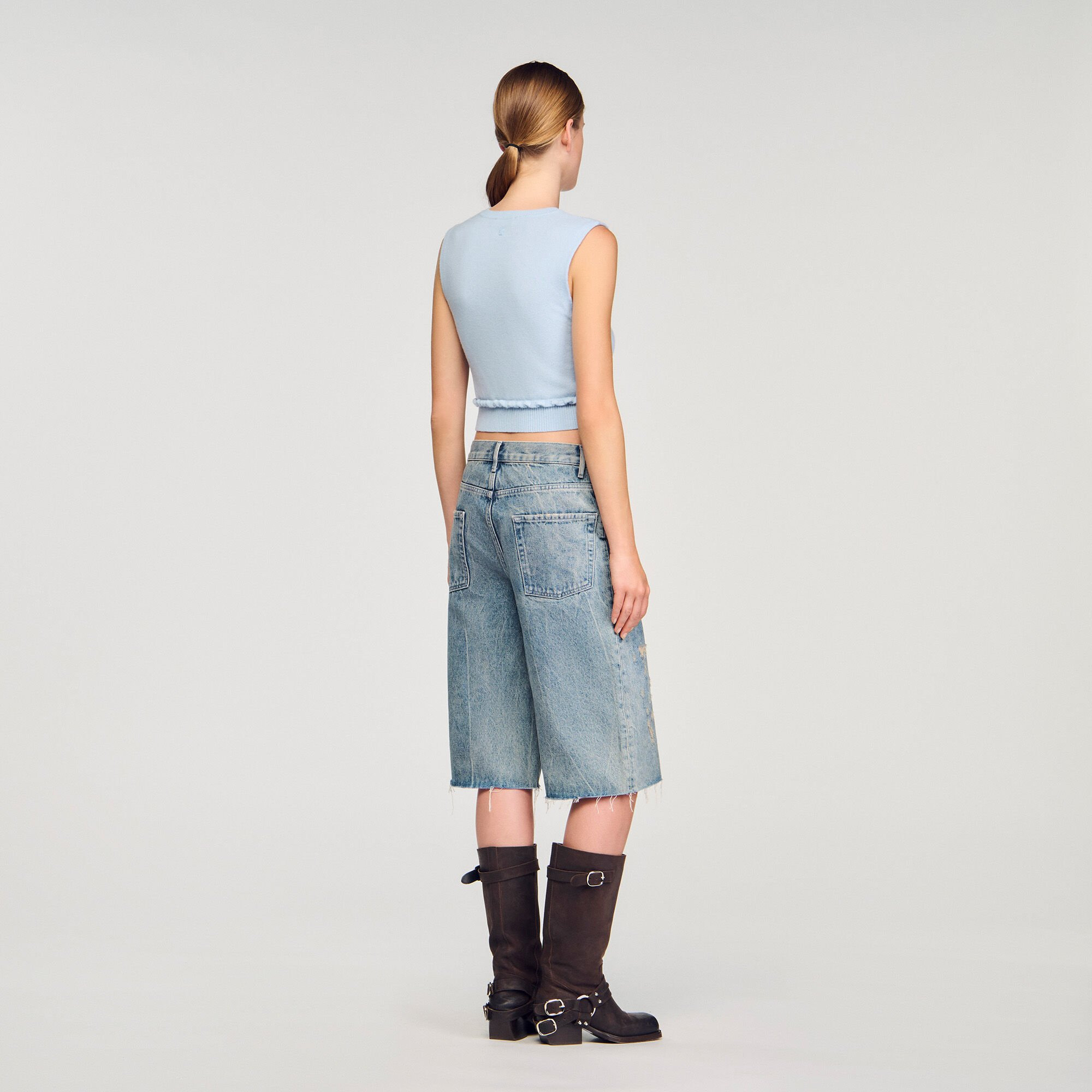 RUFFLED CROPPED SWEATER - 5