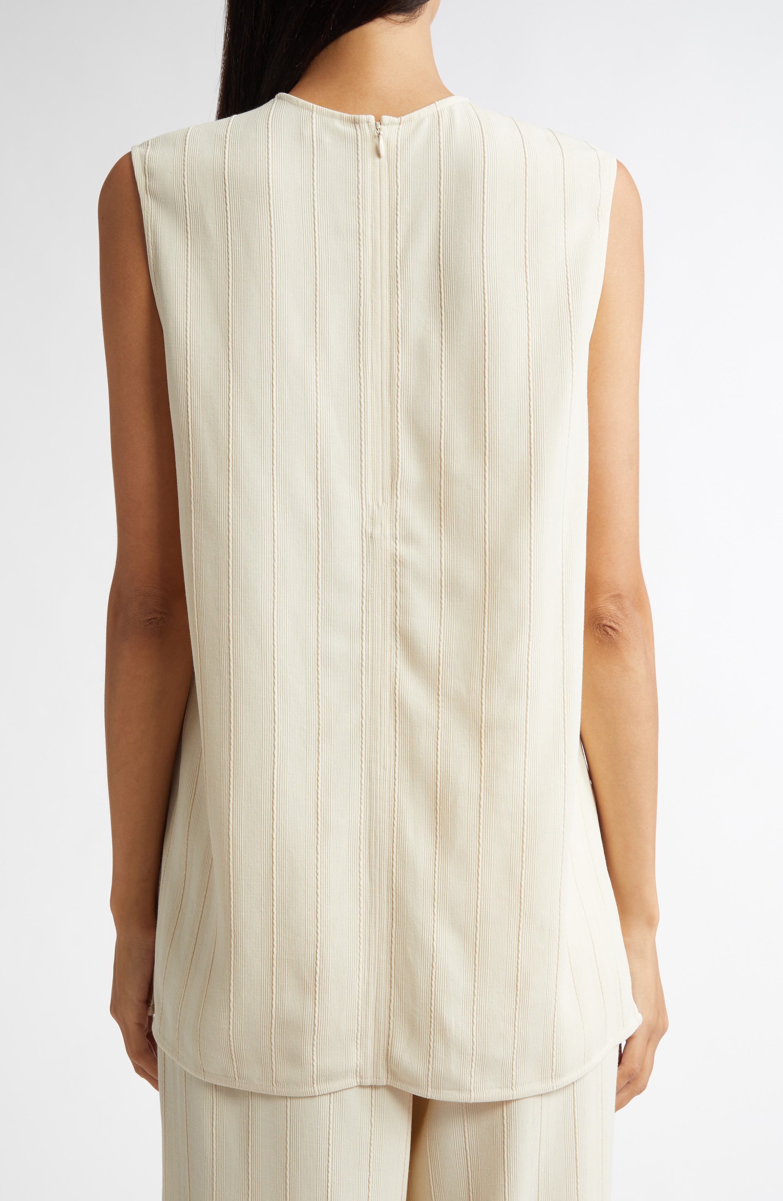 TOTEME Textured Stripe Sleeveless Top in Ecru at Nordstrom - 2