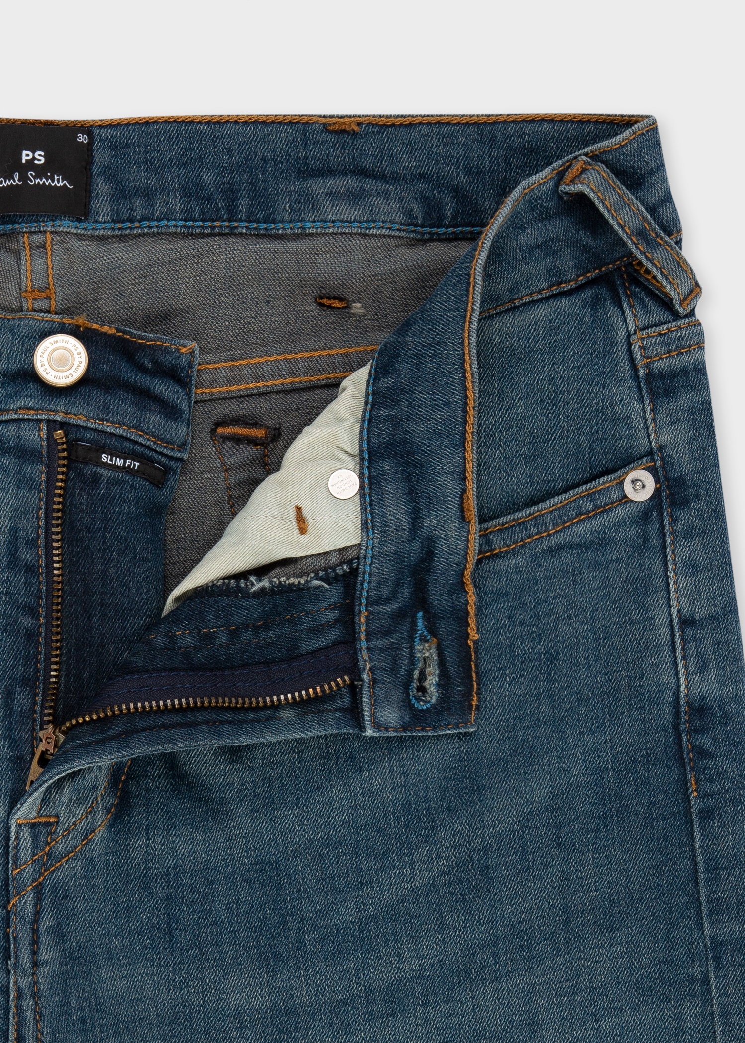 Slim-Fit Mid-Wash Cotton-Blend Stretch Jeans - 2