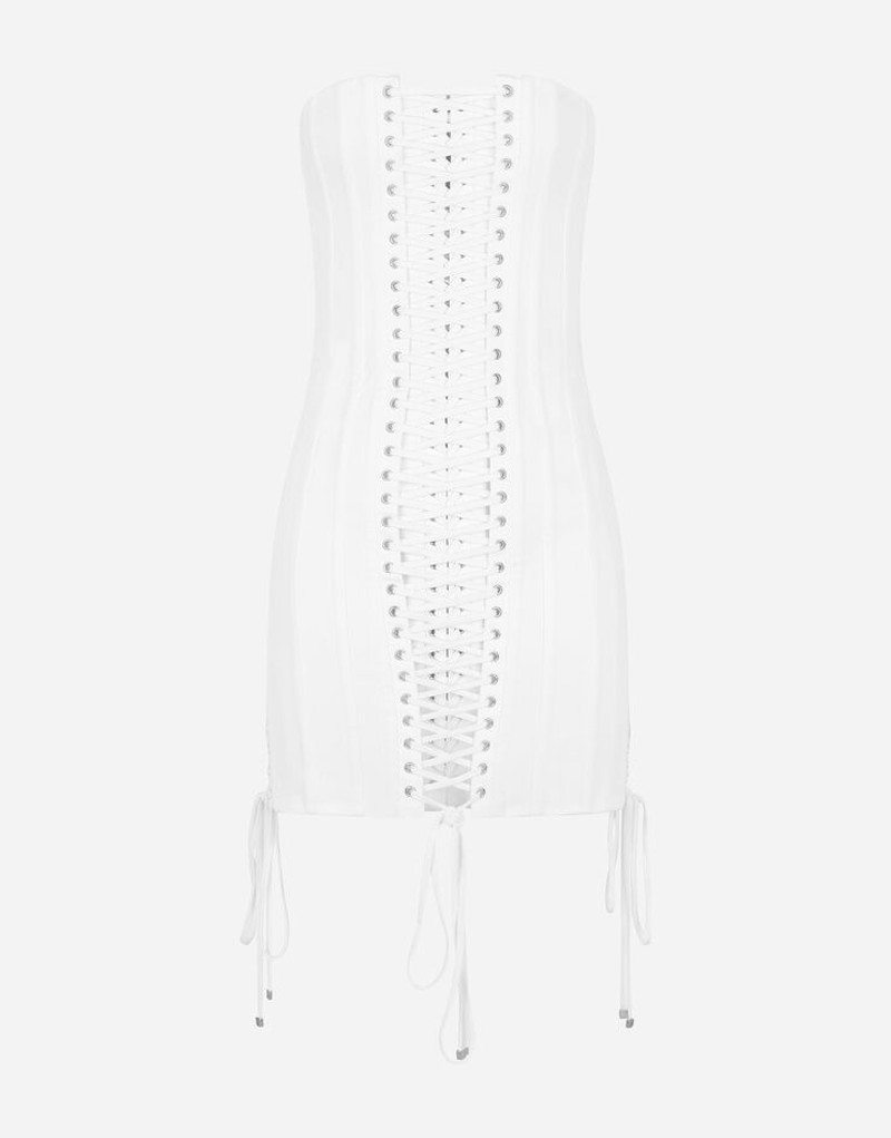 Short gabardine dress with lacing 1