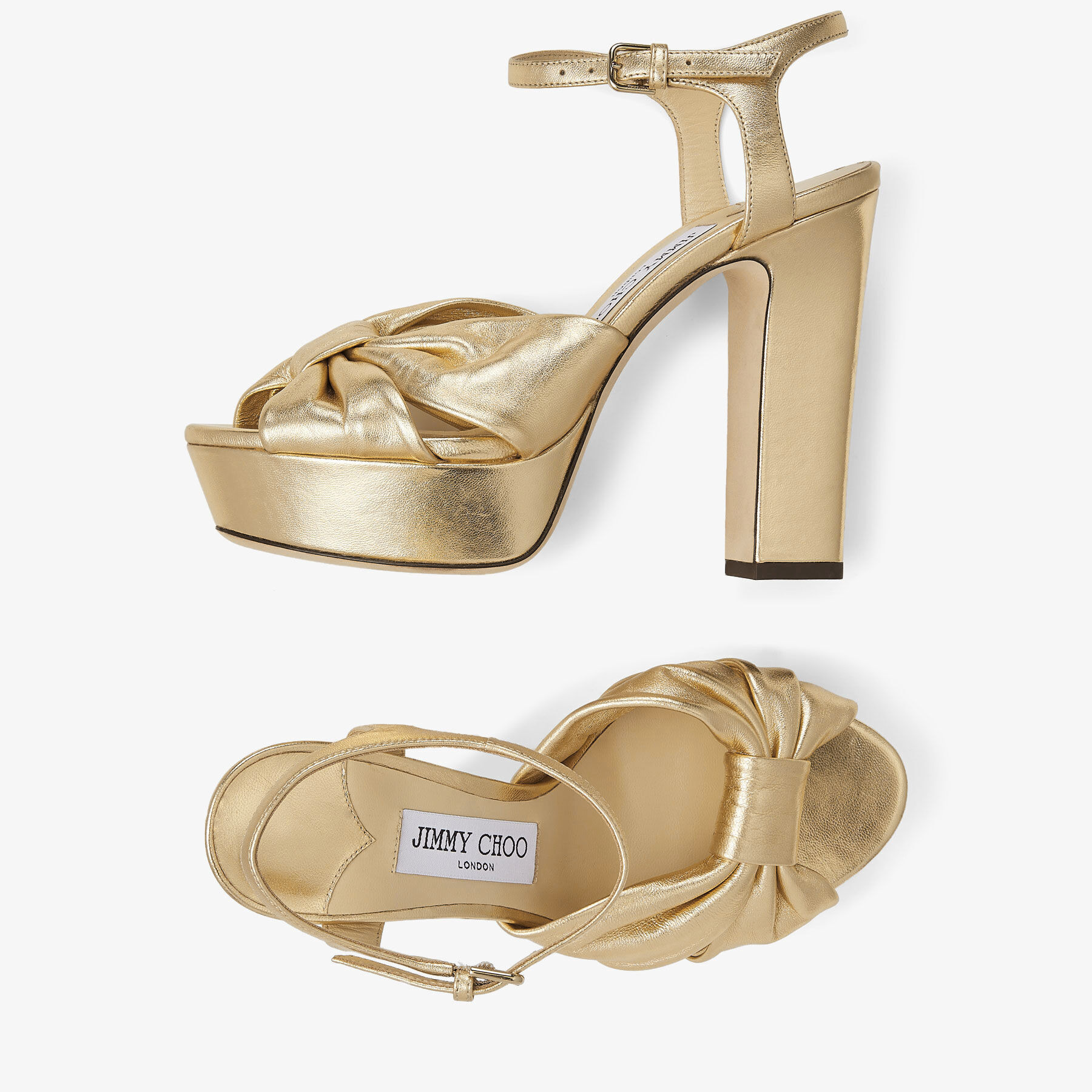 Heloise 120
Gold Metallic Nappa Leather Platform Sandals - 5