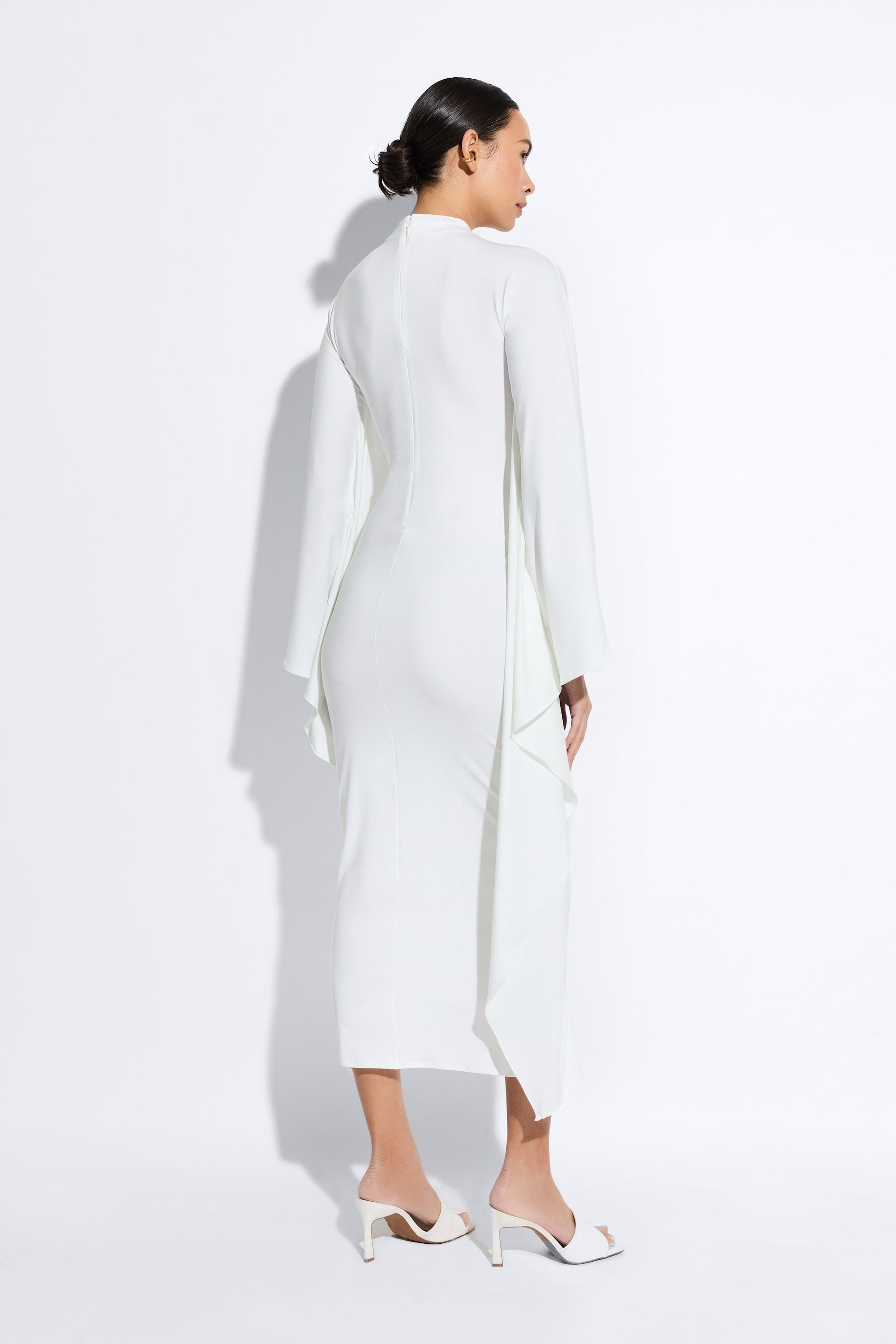 Compact Jersey Mock Neck Batwing Gown - 3