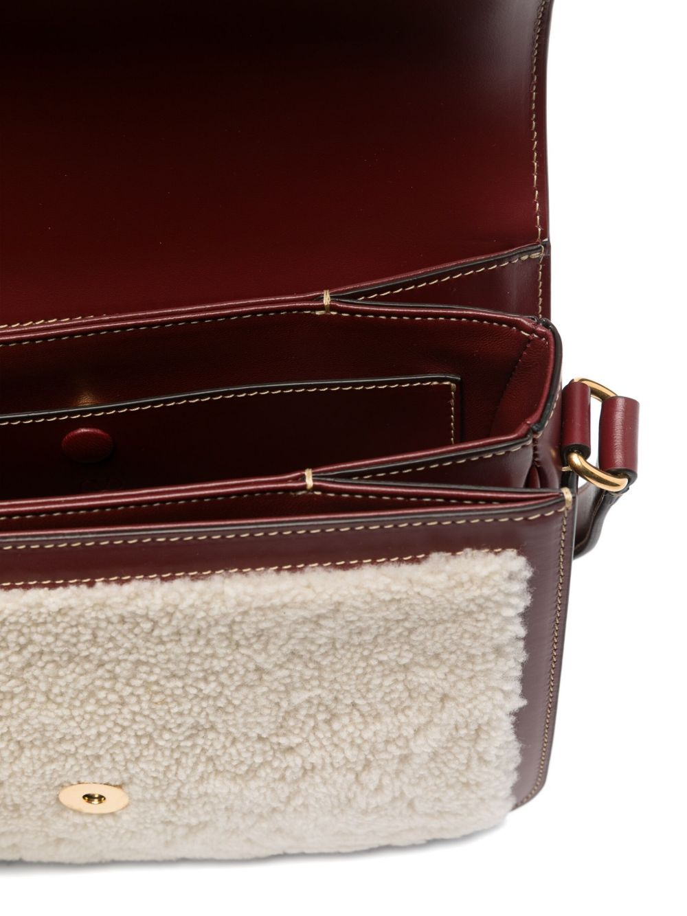 shearling leather shoulder bag - 5