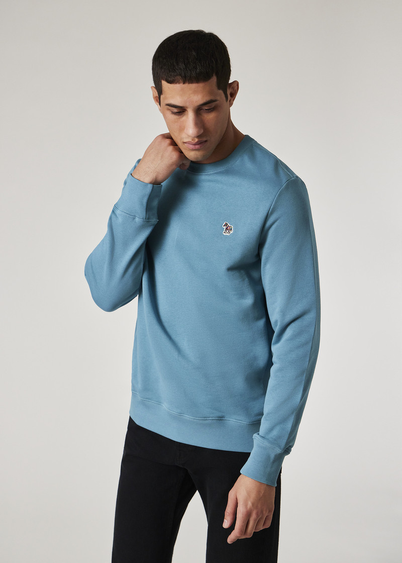 Teal Blue Organic Cotton 'Zebra' Badge Sweatshirt 4