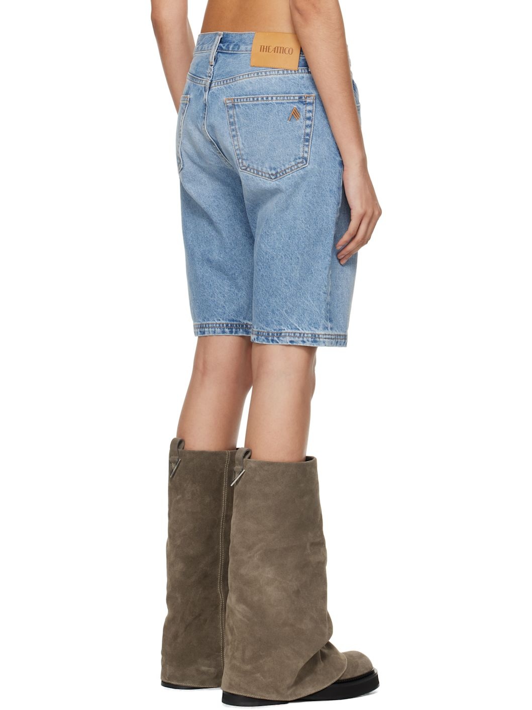 Blue Washed Denim Shorts - 3
