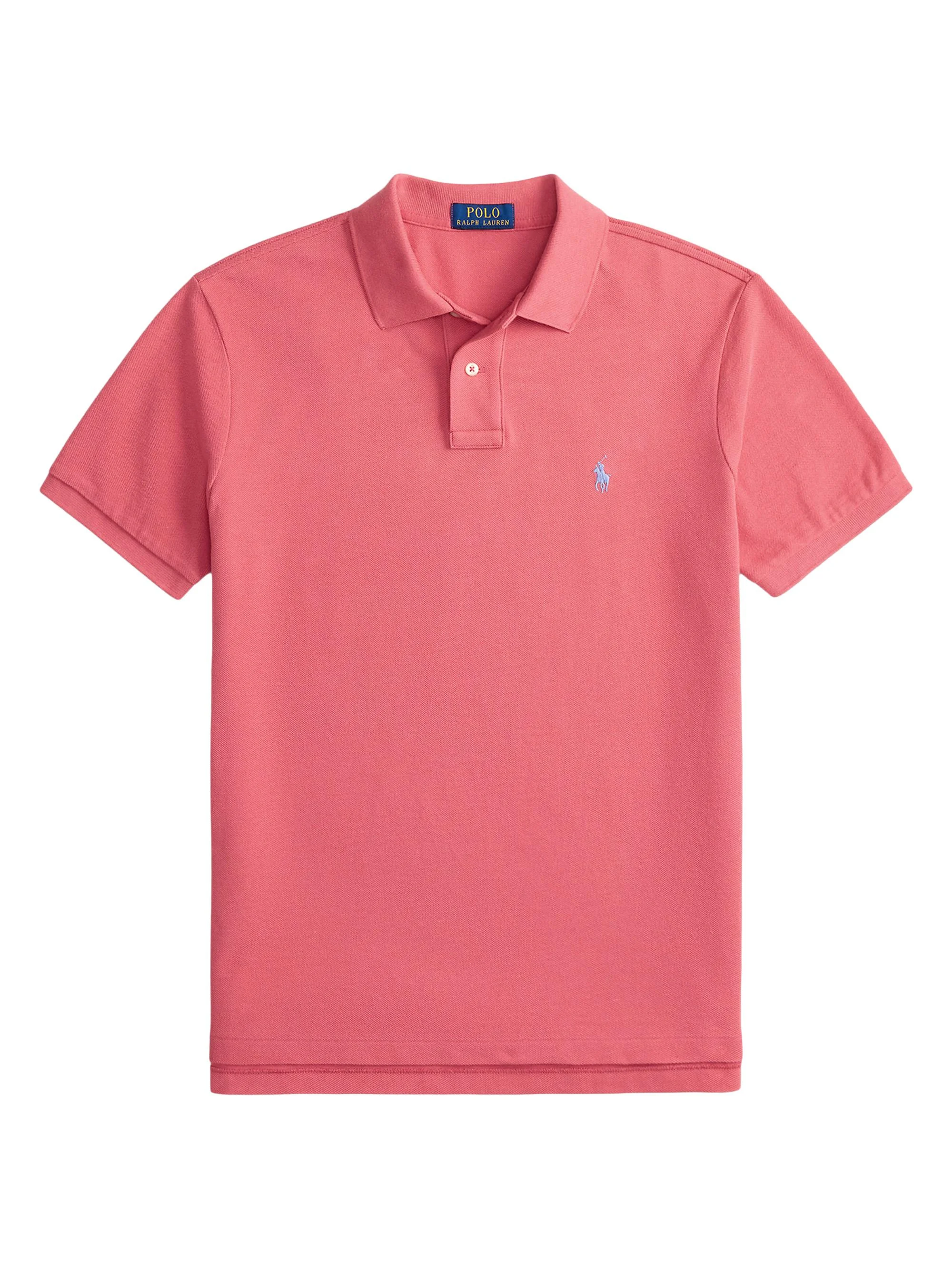 Men's Basic Mesh Cotton Polo Shirt - Red Sky - 1