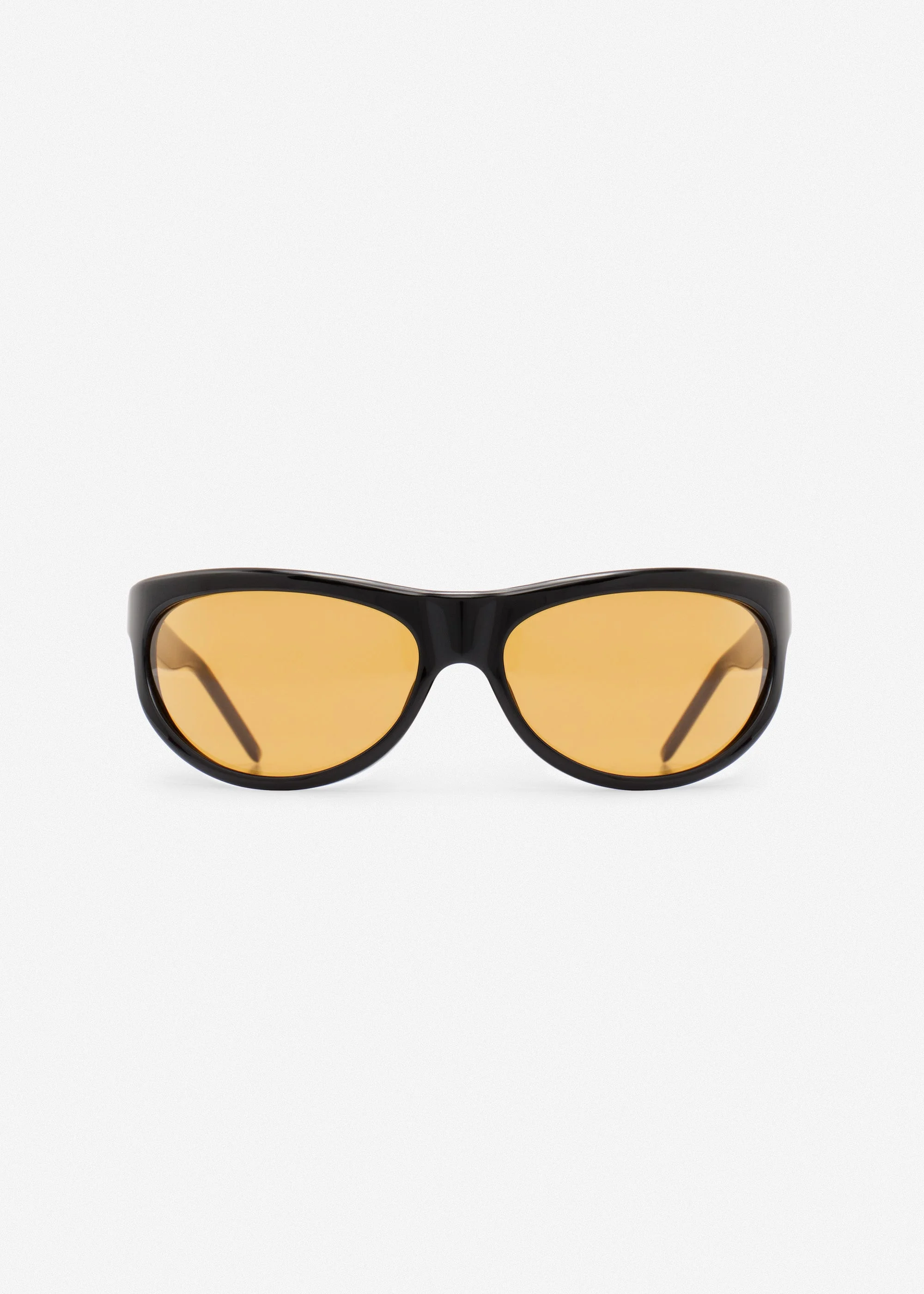 Semi-round sunglasses in black with yellow lenses - 1