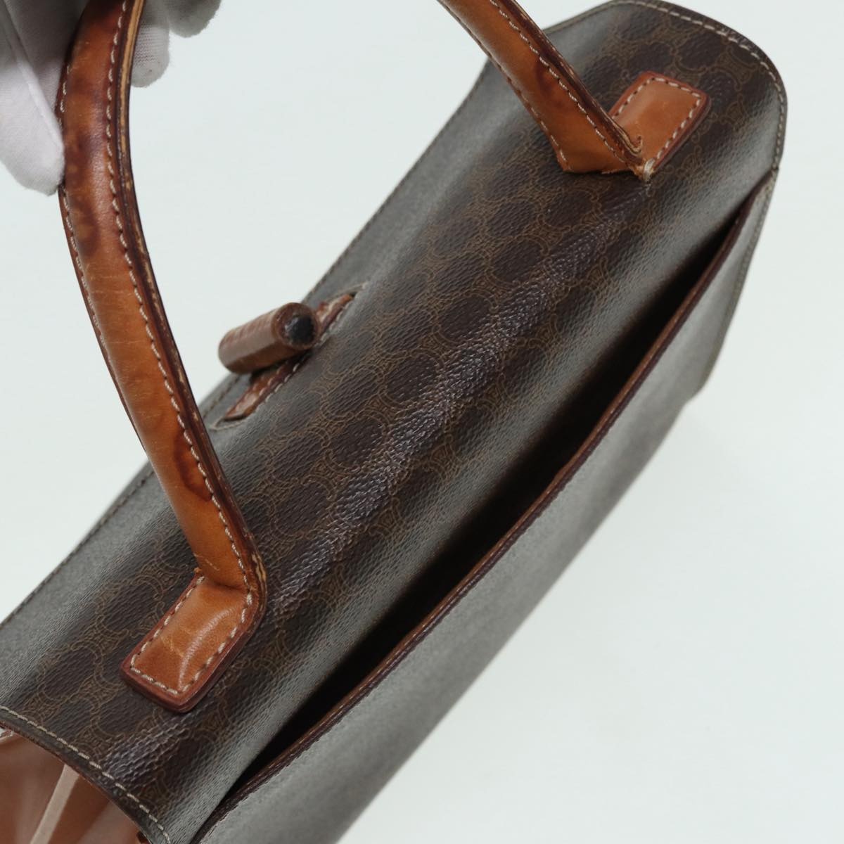CELINE Macadam Canvas Hand Bag Pvc Leather Brown - 6