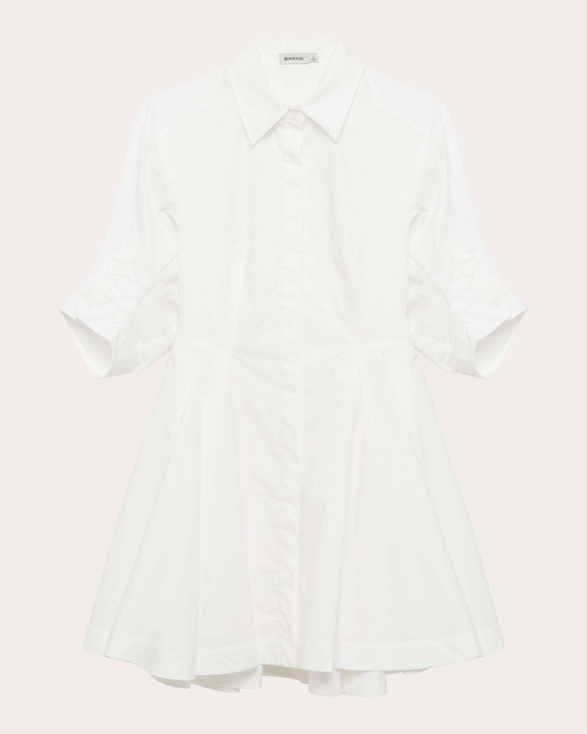 Jazz Pleated Cotton Poplin Mini Shirt Dress - 5