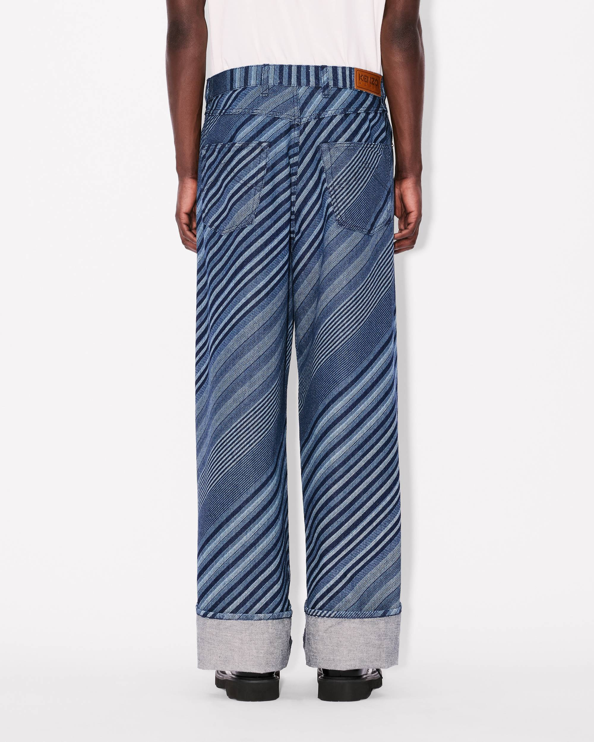 'Kenzo Diagonal Stripe' turn up wide fit jeans in Japanese denim - 6