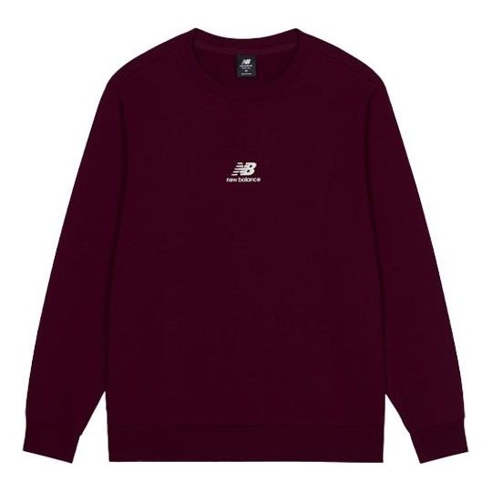 New Balance Men's New Balance Logo Round Neck Long Sleeves Wine Red AMT13343-BG - 1