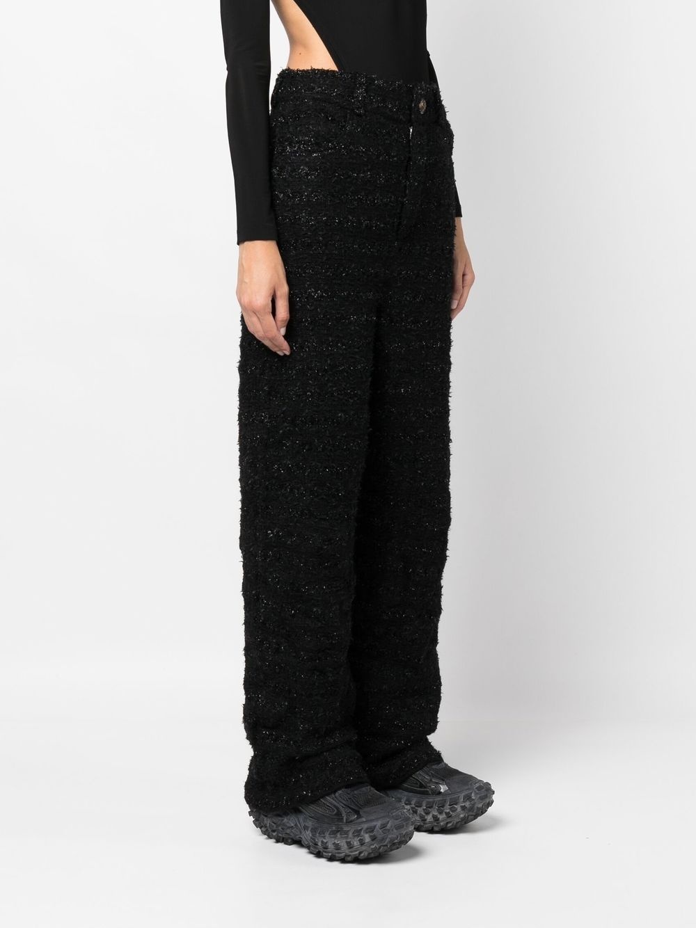 tweed straight-leg cut trousers - 3