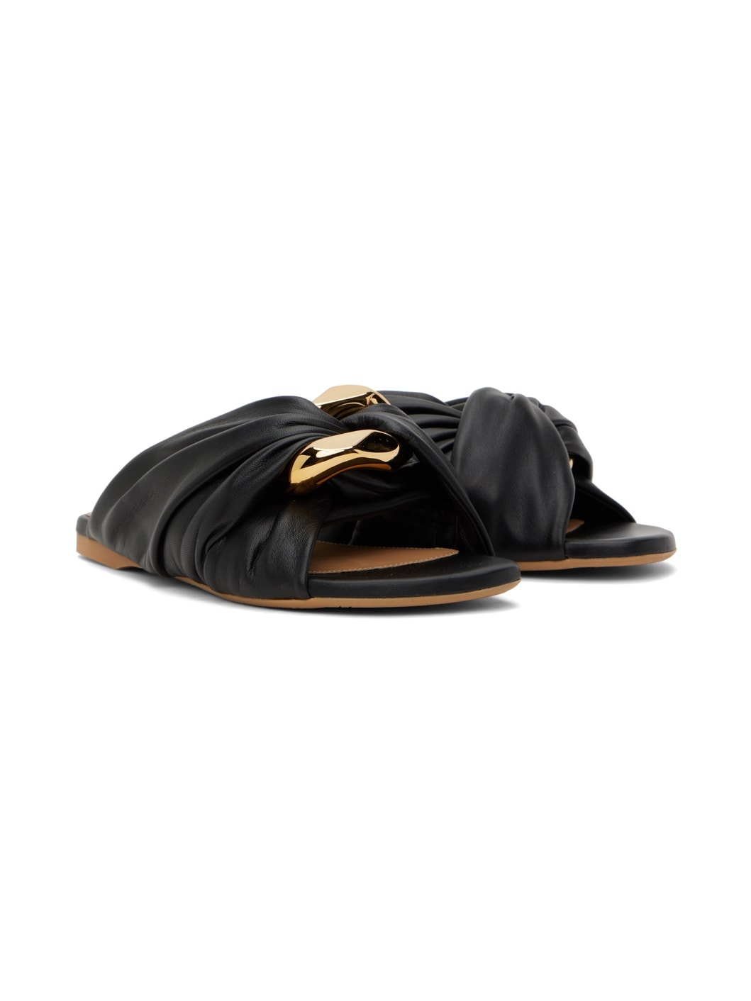 Black Corner Leather Sandals - 4