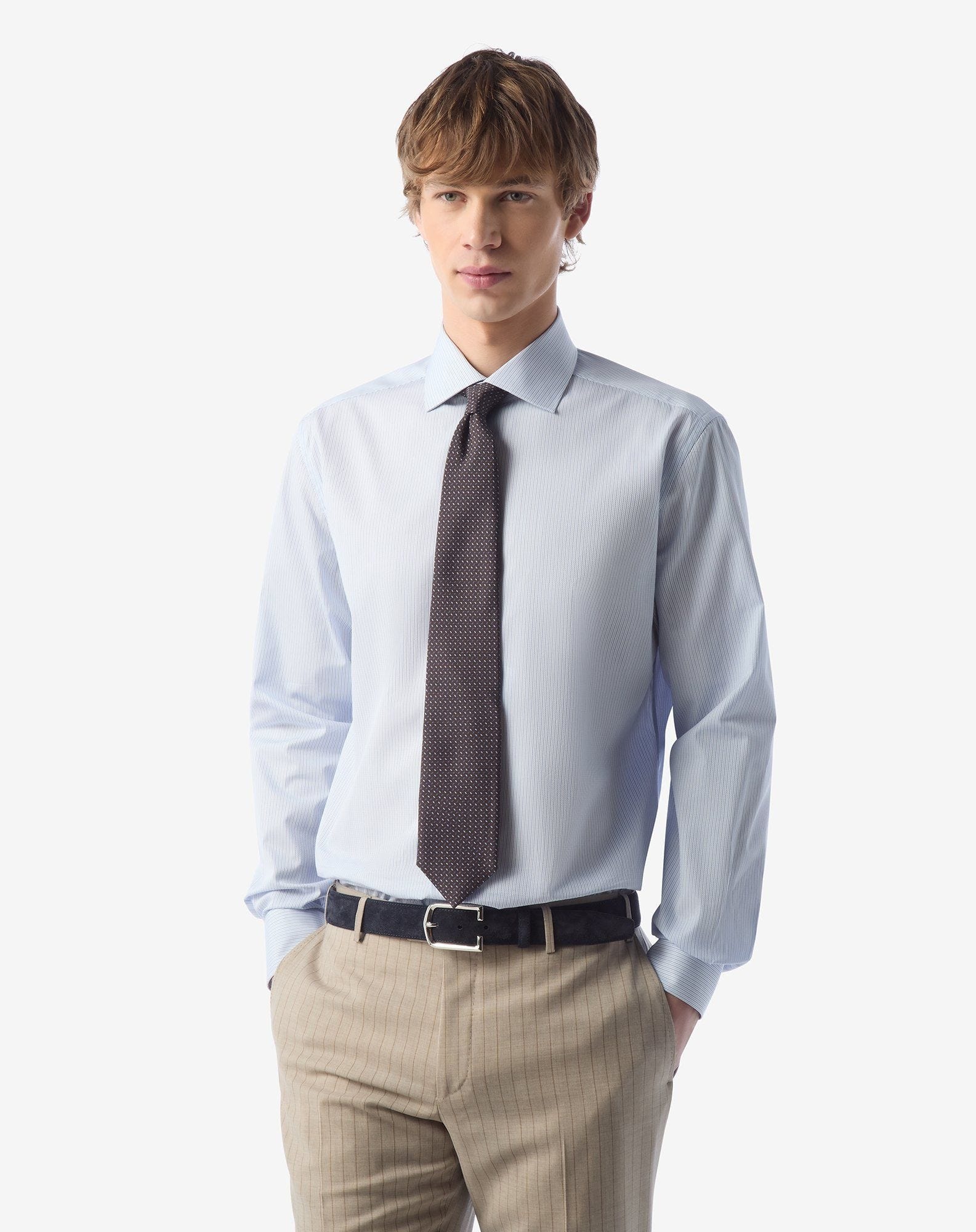 White and light blue cotton shirt - 2