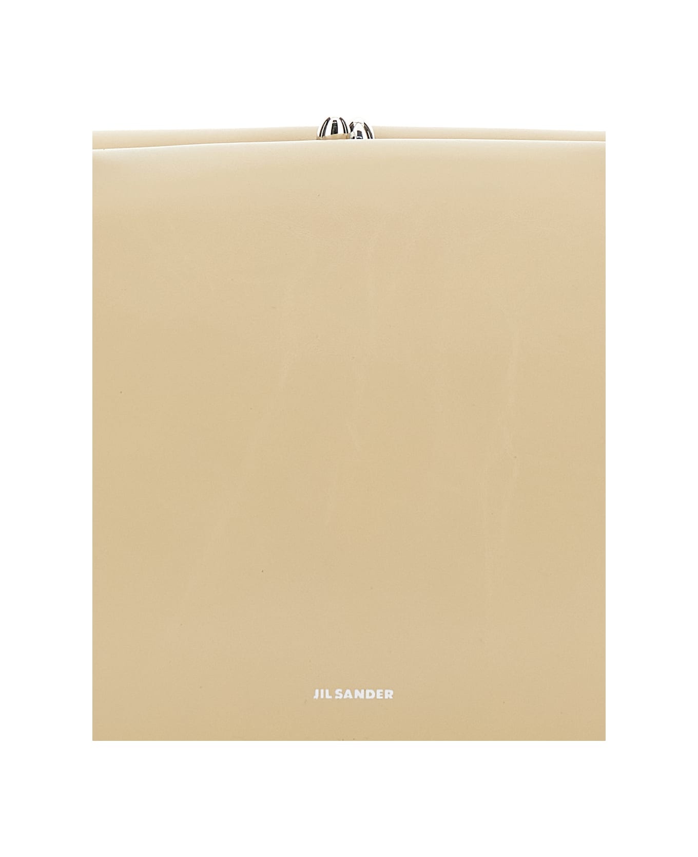 'goji Pillow' Beige Shoulder Bag With Clasp Closure And Logo Lettering On The Front In Leather Woman - 3