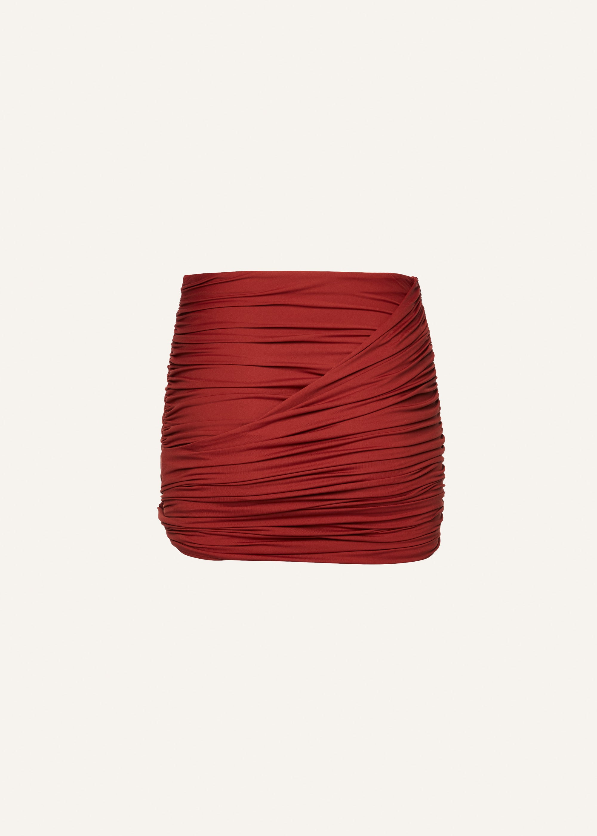 Draped mini swim skirt in rust - 2
