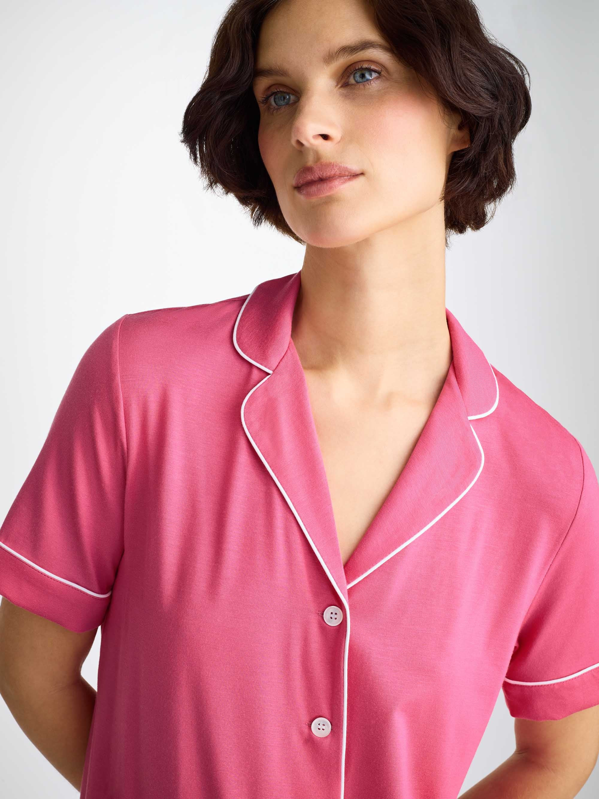Women's Short Pajamas Lara Micro Modal Stretch Flamingo Pink - 5