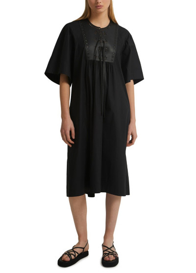 Yves Salomon Dress With Perforated Leather Bib outlook
