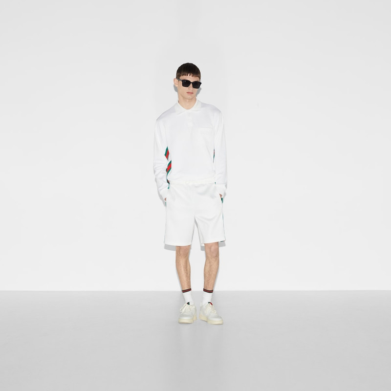 GUCCI Nylon and cotton polo shirt with Web outlook