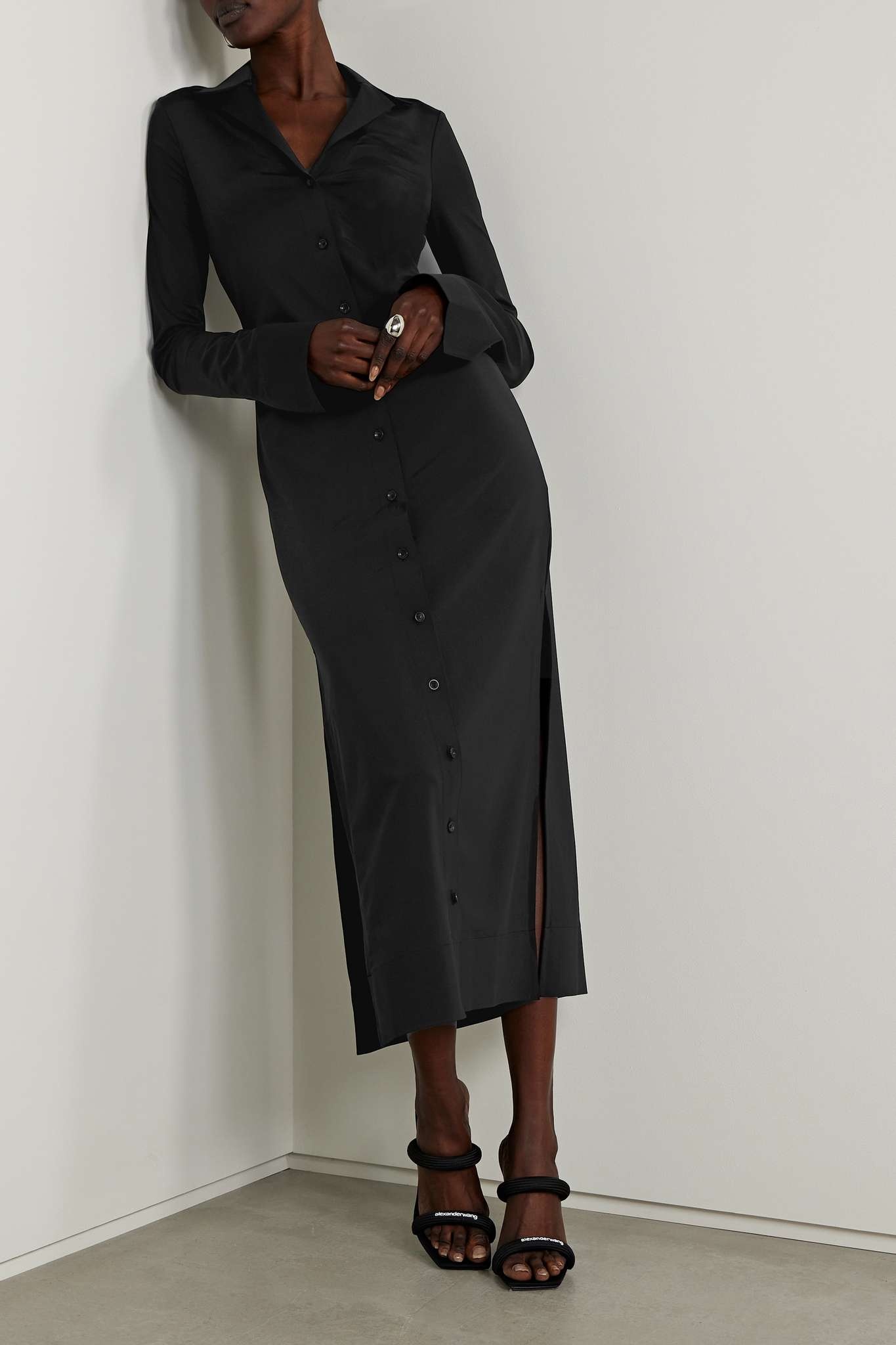 Stretch-jersey midi shirt dress - 3