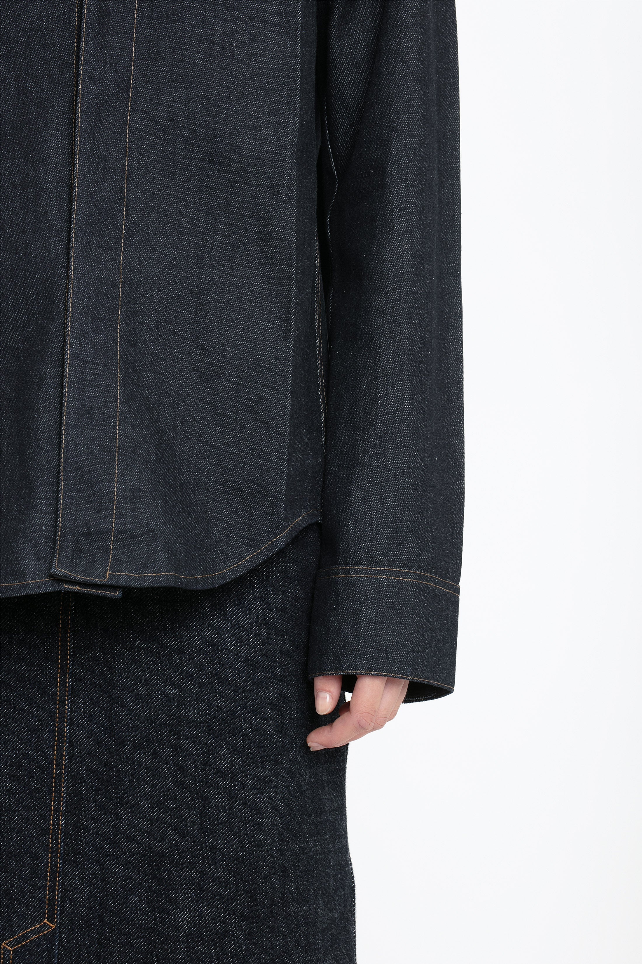 Denim Front Yoke Detail Shirt In Dark Indigo Rinse - 7