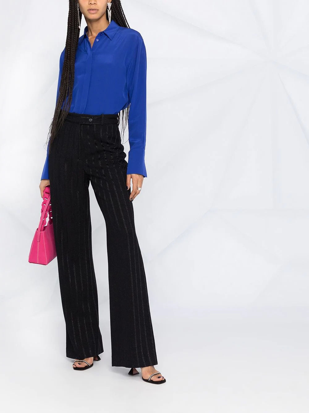 metallic-stripe flared trousers - 2