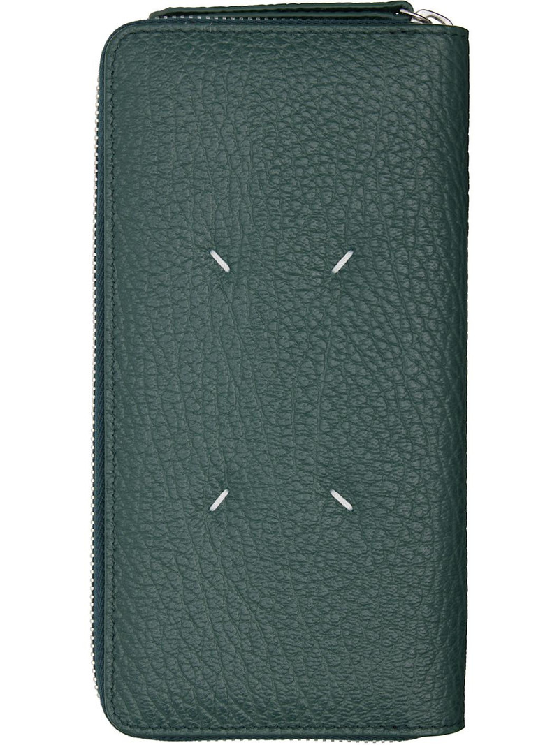 Maison Margiela Green Four Stitches Zip-Around Wallet outlook
