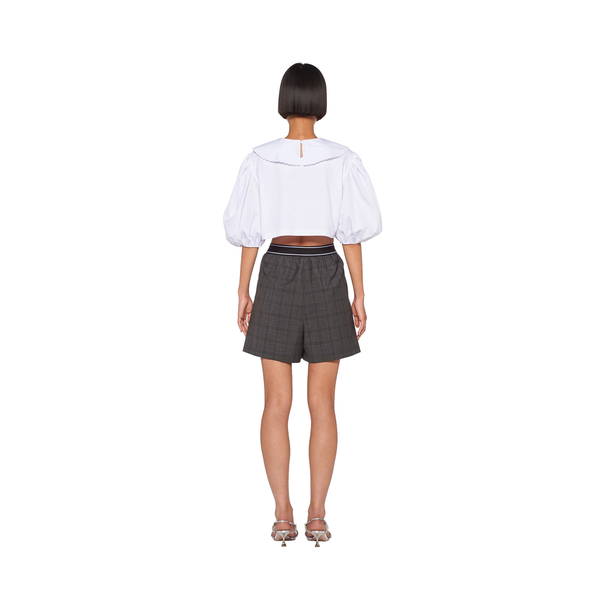 Cropped blouse with printed logo - 4